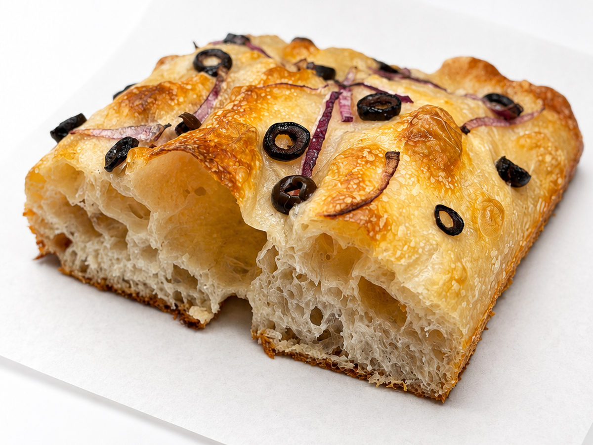Onion and olive focaccia