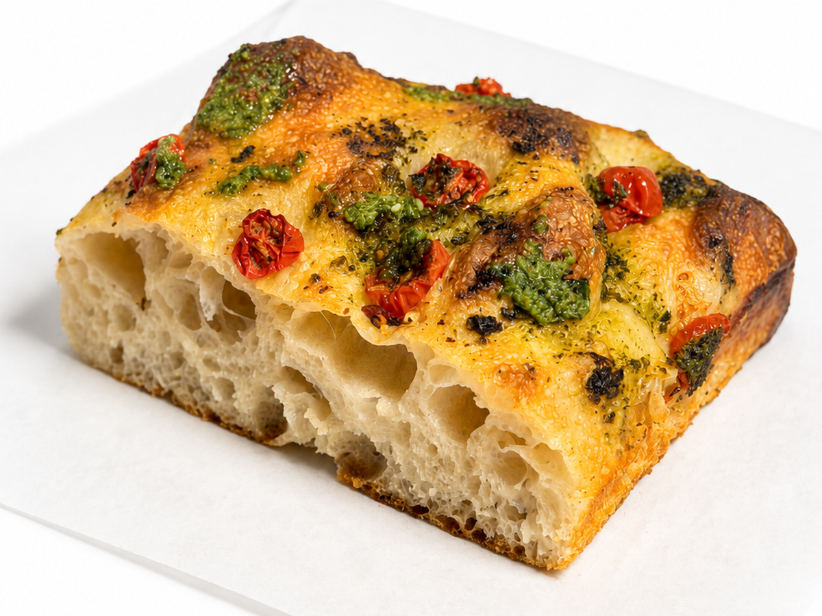 Tomato pesto focaccia